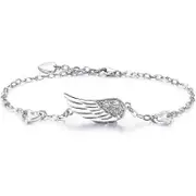 Women Silver Angel Wings Bracelet 925 Sterling Silver Adjustable Chain Diamond White Gold Plated Bracelet Mother's Day Gift for Women Girls