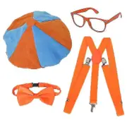 Costume Roleplay Accessories, Perfect For Dress Up And Play Time - Includes Iconic Orange Bow Tie, Suspenders, Hats And Glasses, For Young Children An