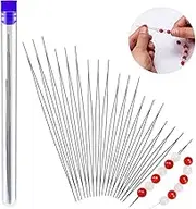 18 Pieces Beading Needles, 6 Sizes Seed Beads Needles Beading Embroidery Needles Big Eye Collapsible Beading Needles Set for Jewelry Making with Needle Bottle