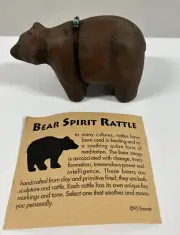 Nan Emmett Glass Beaded Ceramic Bear Figure Spirit Rattle 1995 #1