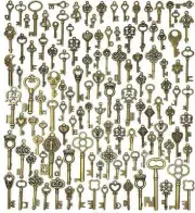 Lot Of 125 Vintage Style Antique Skeleton Furniture Cabinet Old Lock Keys Jewel