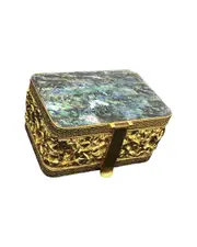 Tiramisu Rectangular Jewelry Box with Abalone Shell