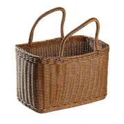 Home Shopping Basket Hand Vegetable Basket Decor Woven Rattan Bag Brown