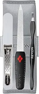 Revlon Manicure Set by, Cuticle Trimmer, Nail Clipper, Nail File & Nail Buffer, Nail Care Tools, Smooths & Shapes, Easy to Use, 4 Piece Set