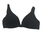 Milea Black Ribbed Swim Summer Beach Ladies Cup D Bikini Top Size 12 NEW