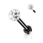 Piercing Labret Ear Black Crystals White