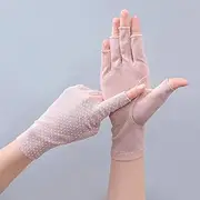 [Generic] Half Finger Exposed Finger Women's Thin Outdoor Anti Slip Cycling Touch Screen UV Resistant and Sunscreen Gloves