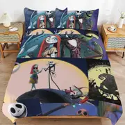 a1439 The Nightmare Before Christmas Duvet Cover Set, 3 Piece Bedding Set 86x70" Double Sided Printing Decorative Comforter Cover Set (1 Duvet Cover +