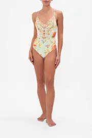 TIE BACK V-NECK ONE PIECE TALK THE WALK