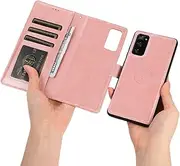 [GoshukunTech] for Samsung Galaxy S21 FE 5G Case,for Galaxy S21 FE 5G Phone Cover [2 in 1 Wallet Leather Case] Detachable Magnetic Flip Cover with Card Slots,Wrist Strap-Pink