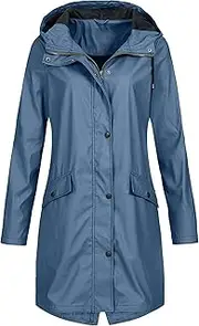 [CJHDYM] Rain Jacket for Women 2024 Fall Winter Lightweight Waterproof Raincoat Casual Windbreaker Outdoor Hooded Trench Coats