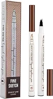 Ezonedeal Microblading Eyebrow Pen, Liquid Eyebrow Pen, Waterproof Brow Pencil with Micro-Fork Tip, Smudgeproof Long Lasting Fine Sketch Microblading Pen - Brown Eyebrow Pencil