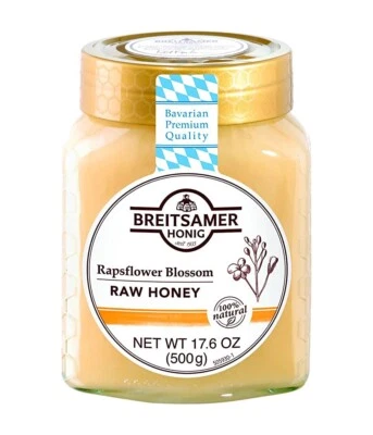 Breitsamer, Creamy Rapsflower Blossom Honey Jar, 17.6 oz-Imported from Germany