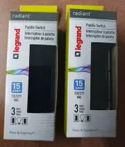 Legrand TM873BKCC10 Paddle Switch, 15AMP 120/277 VAC, 3 Way, Black (Lot of 2/10)