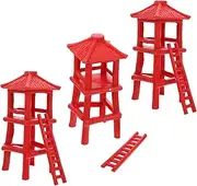 KONTONTY 3pcs Model Scene Toy Micro Landscape Ornament Miniature Toys Sand Table Adornment Observation Tower Toy Sand Table Decoration Scenery Layout Toy Red PVC