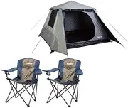 Kings 4-6 Person Tent Polyester Quick Set up+ 2X Essential Camping Chair