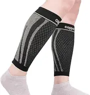 VLELA-Calf Compression Sleeve Men Footless Compression Socks Women for Shin Splint Varicose Vein Football Running (Black, L)