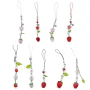 Sweet Strawberry Bead Pendant Phone Straps Bag Charm Key Decoration Chain