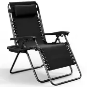 Zero Gravity Chair Foldable Outdoor Recliner Lounge Chaise w/ Detachable Cushion