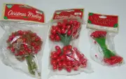 ARTIFICIAL HOLLY BERRIES DOUBLE ENDED WIRES & PINECONE STEMS HOLIDAY CRAFTS