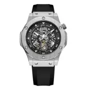 LIGE Men Watch Mechanical Automatic Silicone Wristwatch Luminous Silver Watches