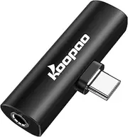 KOOPAO USB C to 3.5mm Headphone and Charger Jack Adapter,2 in 1 Type-C to 3.5mm Hi-Res Audio Adapter with 60W PD Fast Charging Compatible with iPhone 15 Pro Google Pixel 6 Galaxy S23/S22+ Ultra(Black)