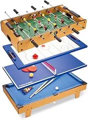4-in-1 Pool Table, Double Indoor Desktop Educational Toys, Include Football, Ice Hockey, Table Tennis and Pool Table Arcade Table Games