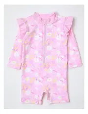 [Sprout] Floral One Piece Swimsuit In Pink