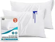 Utopia Bedding Pillow Protectors with Zipper King Size (2 Pack), White, Waterproof Terry Pillow Encasement, Bed Bug and Dust Mite Proof Pillow Covers