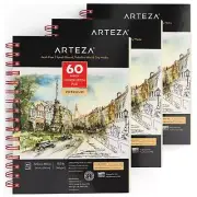 Mixed Media Sketchbook 5.5 x 8.5 Inches Pack of 3 60 Sheets Each Micro-Perfor...
