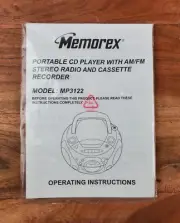 Memorex MP3122 CD Player Cassette Recorder Manual Operating Instructions Only