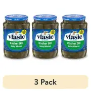 (3 pack) Vlasic Kosher Dill Pickles, Dill Baby Whole Pickles, 24 fl oz Jar