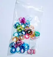 60 ASSORTED RINGS Shear Sizers Prepacked Rubber Fits Finger Holes FREE SHIPPING