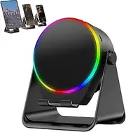 4-in-1 360° Rotating Bluetooth Speaker Stand, Cell Phone Stand with Wireless Bluetooth Induction Speaker and Anti-Slip Base Hd Surround Sound, for Home, Office, Travel, Gifts (Black)