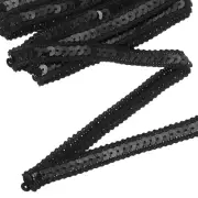 11 Yard Sequins Trim Ribbon 0.5 Inch Sequin Gimp Braid Trim, Black