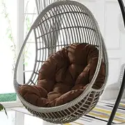 Outdoor Hanging Egg Chair Swing with Waterproof Cushion, Dark Brown Indoor/Outdoor Hammock Chair Replacement
