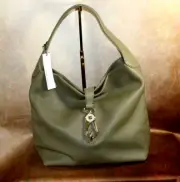 DOONEY & BOURKE NEW, GOLD LOGO LATCH, OLIVE GREEN SHOULDER BAG HOBO