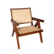 SK Designer Living | Replica Pierre Jeanneret Chandigarh Occasional Armchair | Walnut & Natural