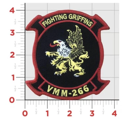 MARINE CORPS VMM-266 FIGHTING GRIFFINS HOOK & LOOP EMBROIDERED PATCH