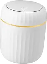 Ｂｅｓｇａ Press Type Trash Can Press Type Waste Bin Cute Creative Wastebasket Mini Desktop Storage Box for Beside Coffee Table Dresser, White