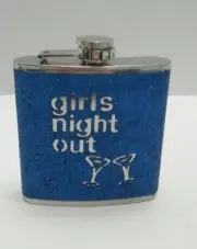 Flask Glitter Electro Blue Ladies Nite Out 6oz New Stainless Steal#R4