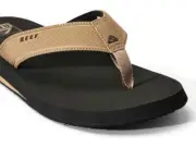 Man Reef The Layback Flip Flop Water Friendly Sandal CJ4365 Black/Tan Brand New
