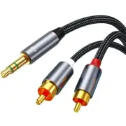 RCA to 3.5mm Aux Cable Braided, 4FT RCA to Aux Headphone Cable, 1/8 to RCA Au...