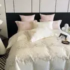 Bedding Set 4pcs Pure Silk Cotton Embroidery Duvet Cover Flat Sheet Pillowcases