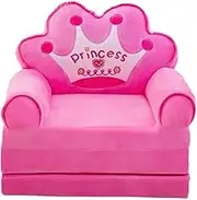 Kids Convertible Armchair, Sofa That Folds to Lounger, Pink, as described
