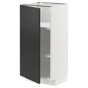 METOD base cabinet with shelves, white/Nickebo matt anthracite, 40x37x80 cm