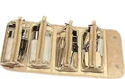 [Vibhgtf] Travel Cosmetic Organizer, Portable Makeup Organizer,Toiletry Bag with Compartment - 4 in 1 Roll Up Cosmetic Bags for Women, Waterproof Toiletry Bag, Tan, Consulte la descripción, See description