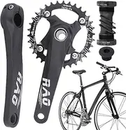 Crank Set for Mountain Bike | 170mm Hollow Integrated Bike Single Speed Crankset - Aluminum Alloy Narrow Wide Chainring, Bottom Bracket Sprocket for Cyclist