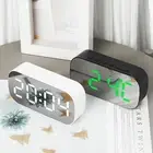 Digital Alarm Clock with LED Mirror and Adjustable Brightness for Office Desk
