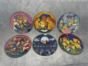 The Simpsons Complete Set of 6 Collector Plates - 1990s Franklin Mint - 24K Gold